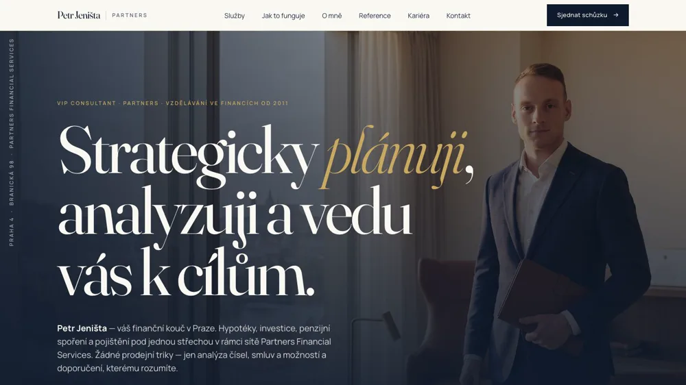 Úvodní obrazovka webu finančního poradce Petra Jeništy