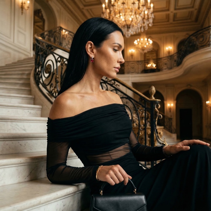 Modelka se šperkem — profilový záběr