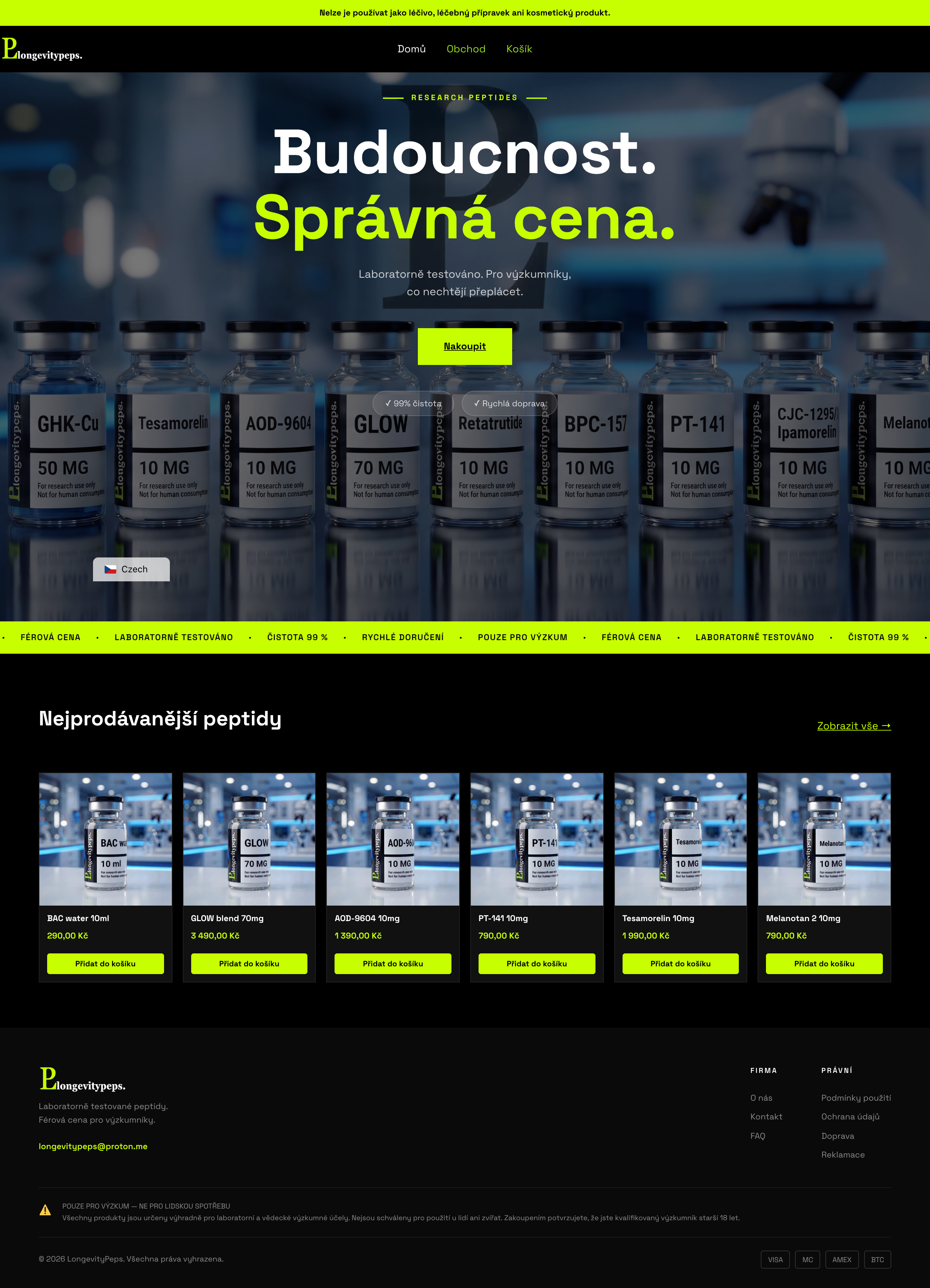 Longevitypeps.shop — e-shop pro peptidy