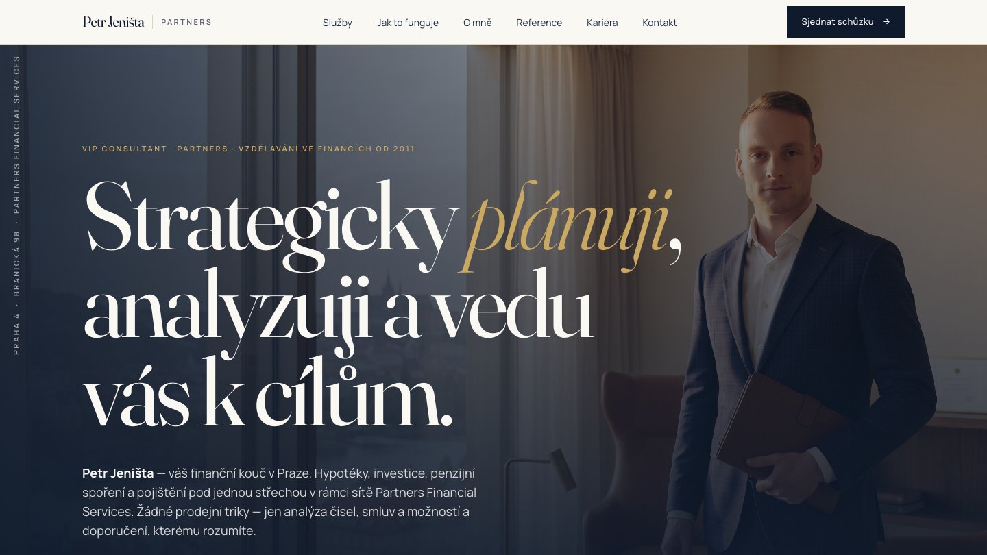 Petr Jeništa — financial advisor, website hero preview